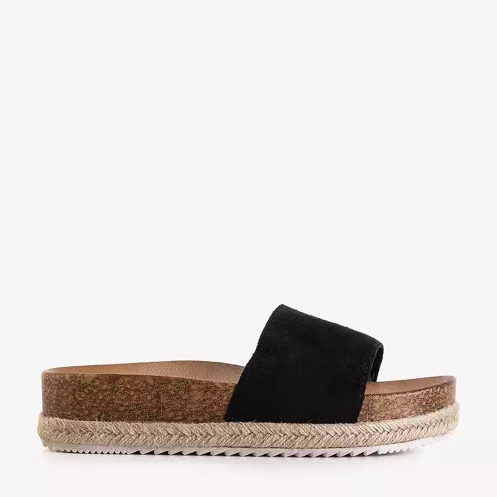 OUTLET Black women's slippers on the Kosala platform - Footwear