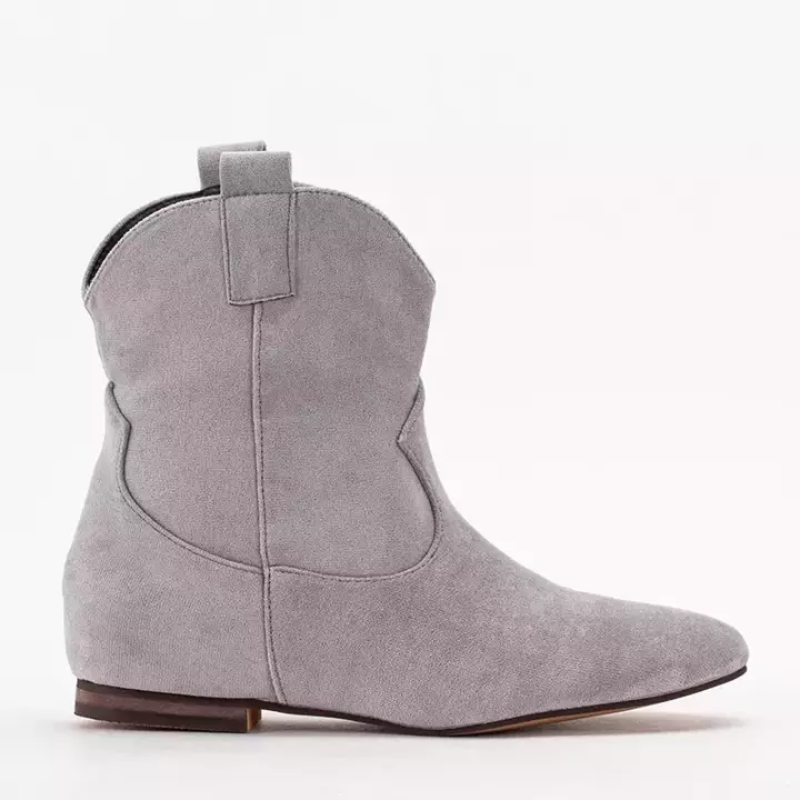 OUTLET Gray women's slip-on ankle boots a'la cowboy boots Renola - Shoes