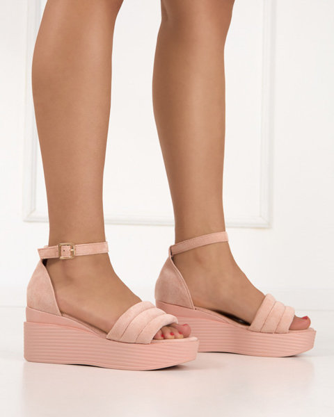 OUTLET Pink women's wedge sandals Okita - Shoes