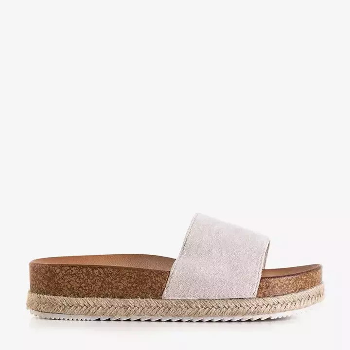 OUTLET Women's beige slippers on the Kosala platform - Footwear