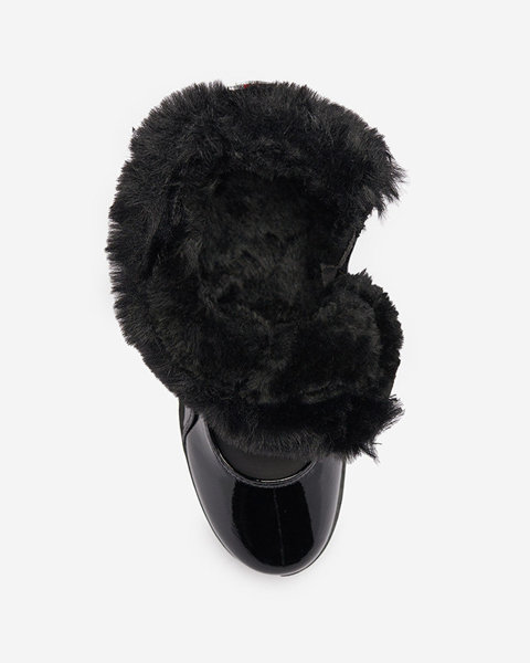 OUTLET Women's sport boots with glitter and fur in black Solp - Footwear