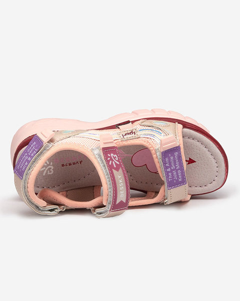 Pink children's sandals with colorful inserts Meniko - Shoes