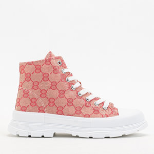 Pink women's high-top sneakers on a chunky sole Sunrime - Footwear