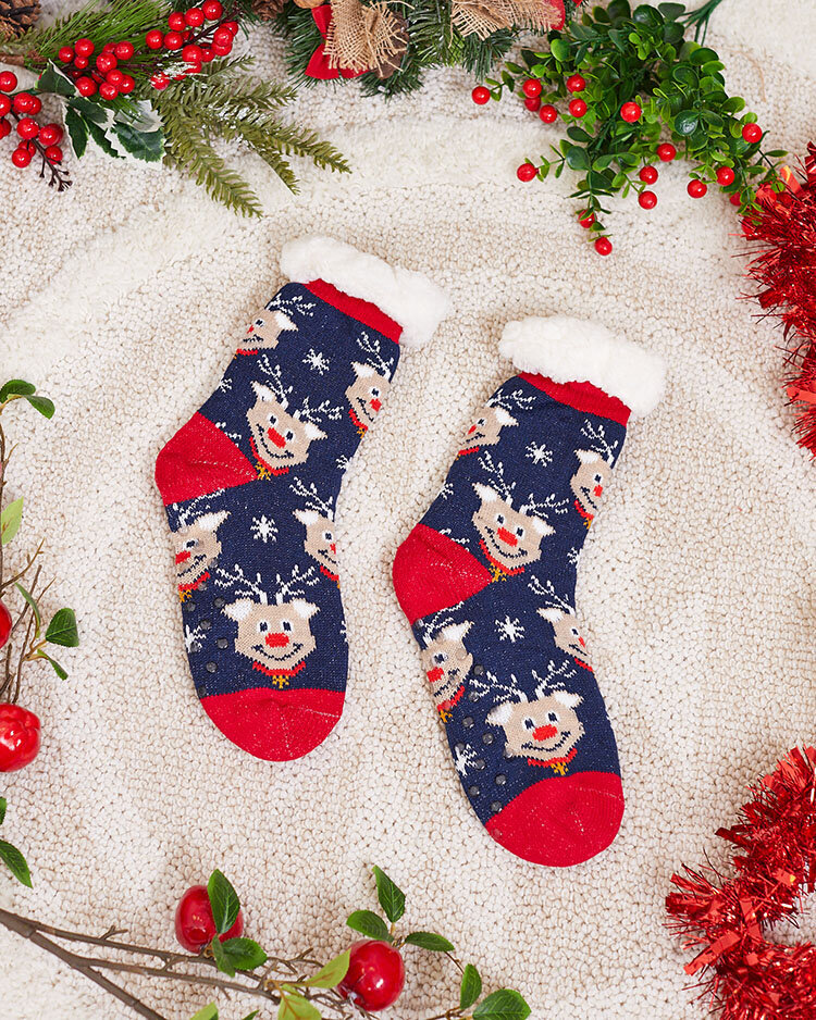 Red women's socks with Christmas pattern - Underwear