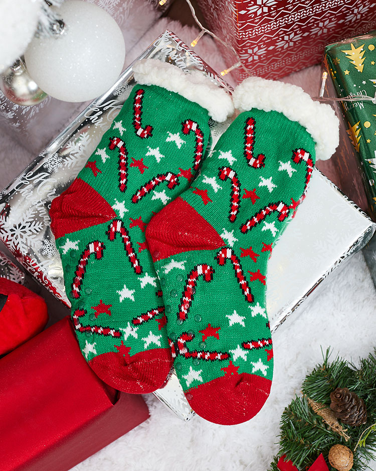 Red women's socks with Christmas pattern - Underwear