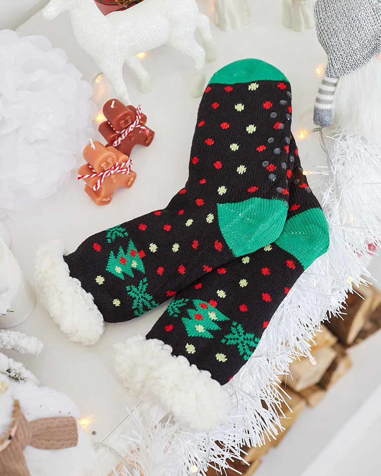 Red women's socks with Christmas pattern - Underwear