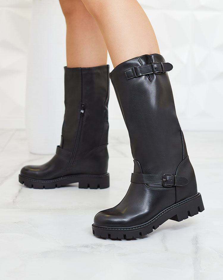 Royalfashion Black women's boots with hidden anchor Losaldo