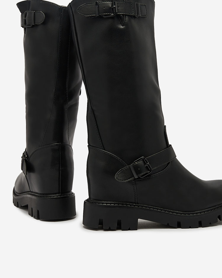 Royalfashion Black women's boots with hidden anchor Losaldo