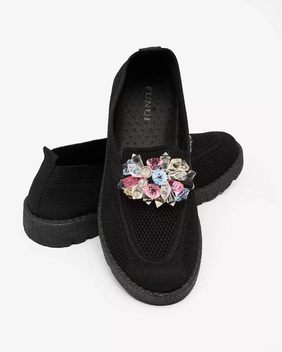 Royalfashion Black women's embellished half slip on shoes Enweta