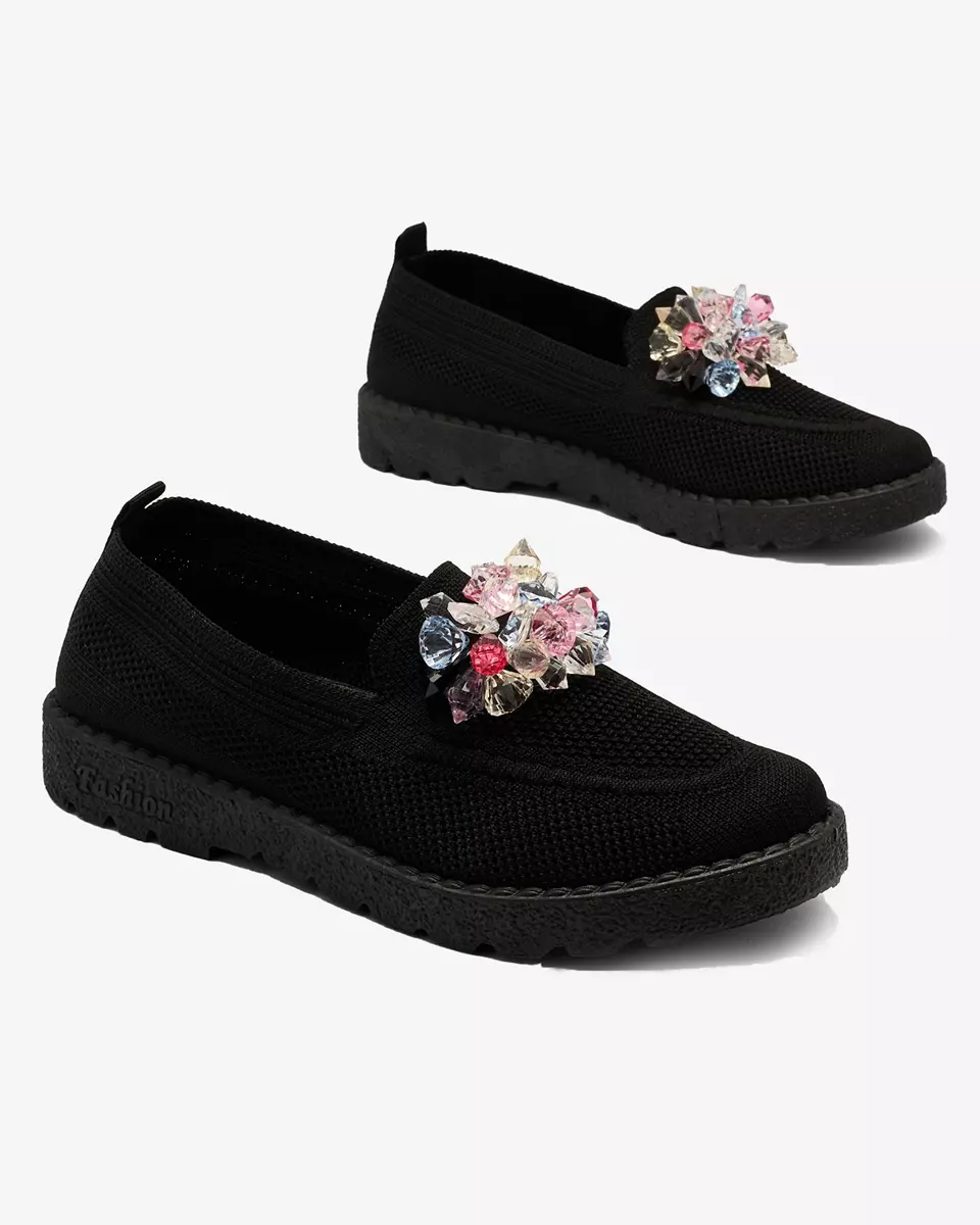 Royalfashion Black women's embellished half slip on shoes Enweta