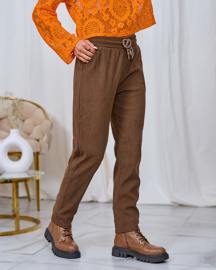 Royalfashion Brown corduroy women's fabric pants