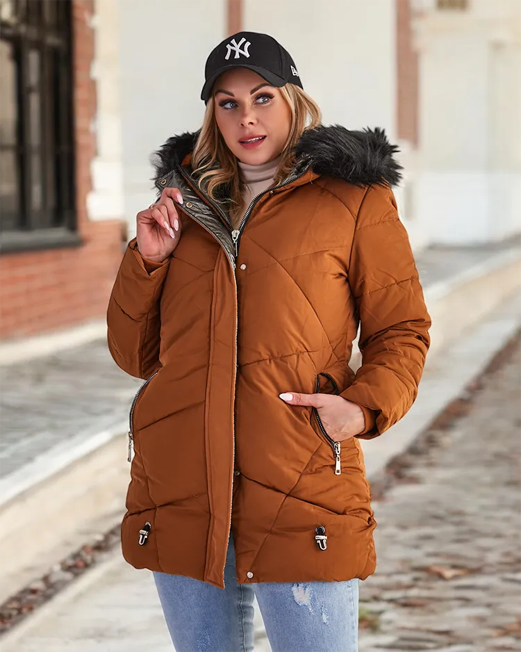 Royalfashion Brown women's winter jacket