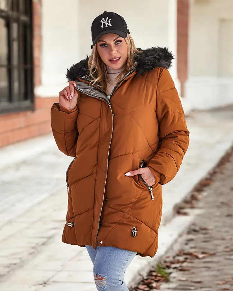 Royalfashion Brown women's winter jacket