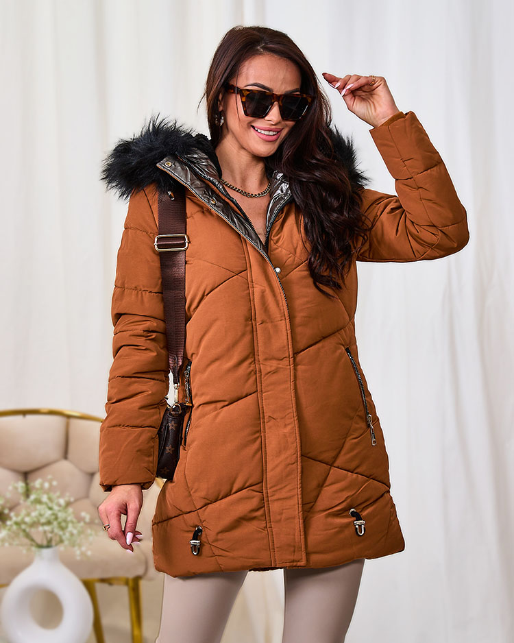 Royalfashion Brown women's winter jacket