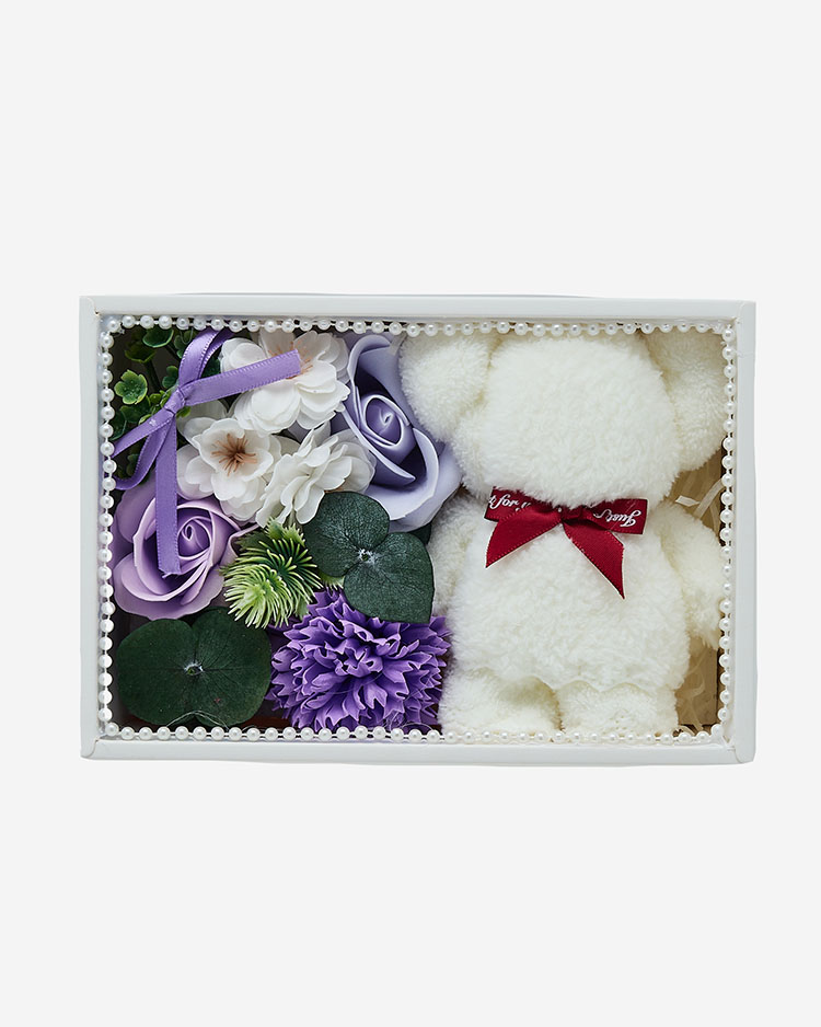 Royalfashion Flowerbox Flowers in a box with a teddy bear