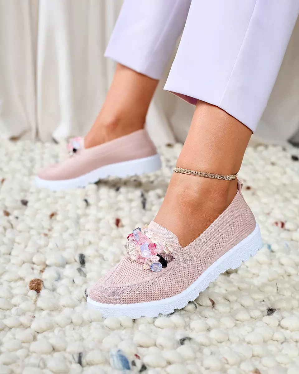 Royalfashion Pink women's embellished half slip on shoes Enweta