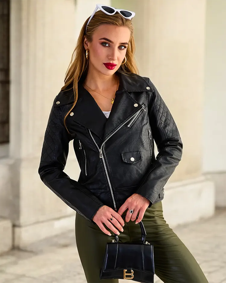 Royalfashion Women's Eco Leather Ramones Jacket