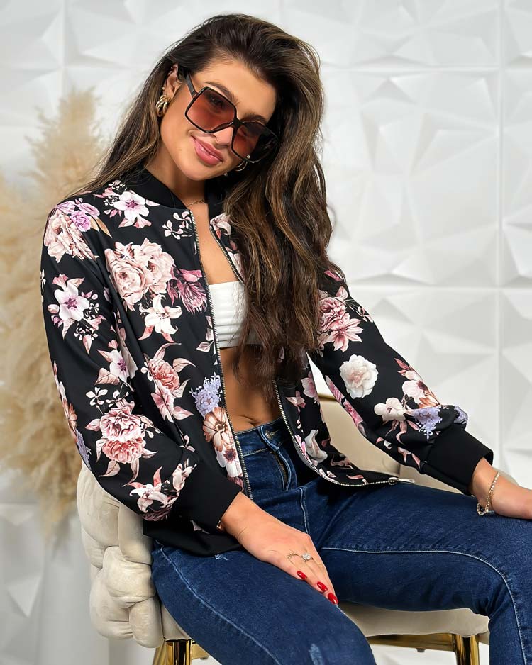 Royalfashion Women's floral bomber