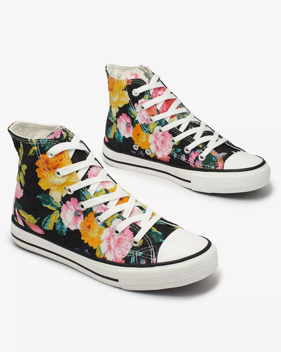 Royalfashion Women's high graphite sneakers with Fahenna colorful floral print