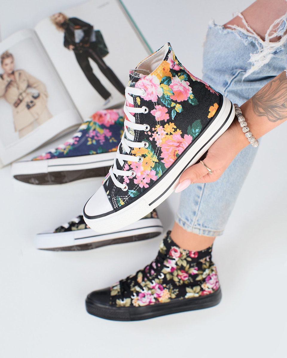 Royalfashion Women's high graphite sneakers with Fahenna colorful floral print