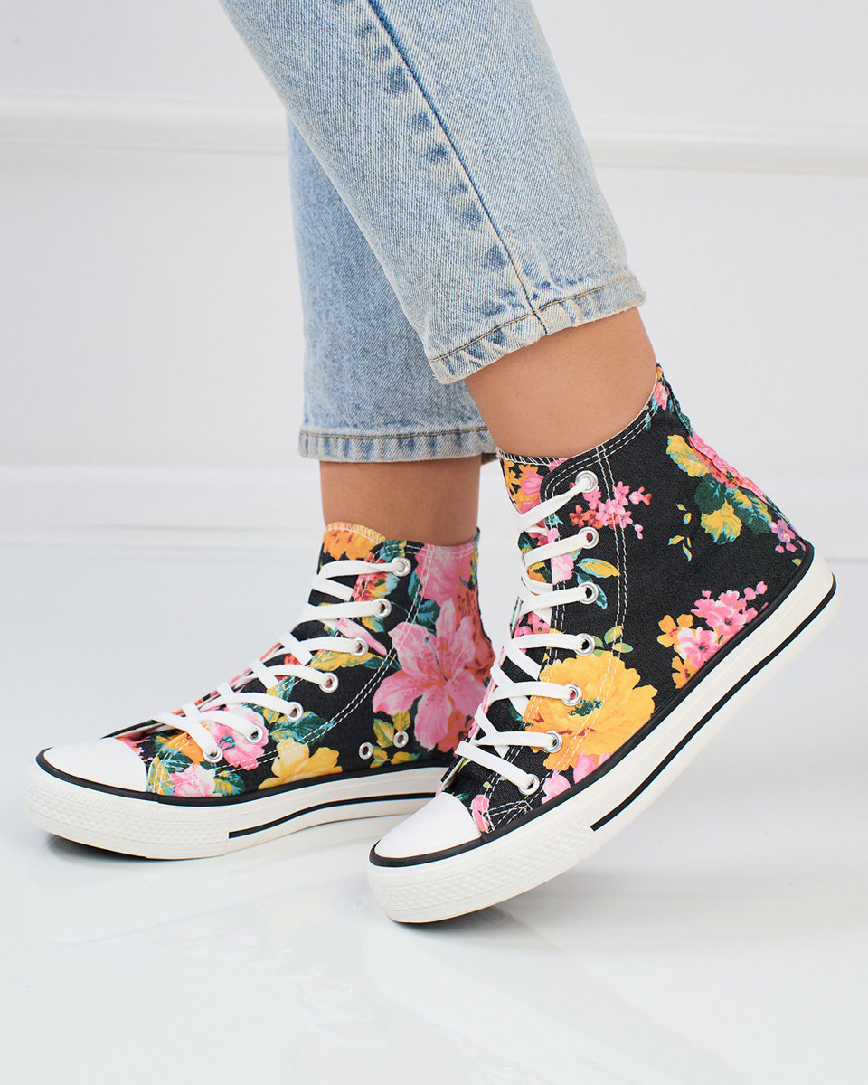 Royalfashion Women's high graphite sneakers with Fahenna colorful floral print