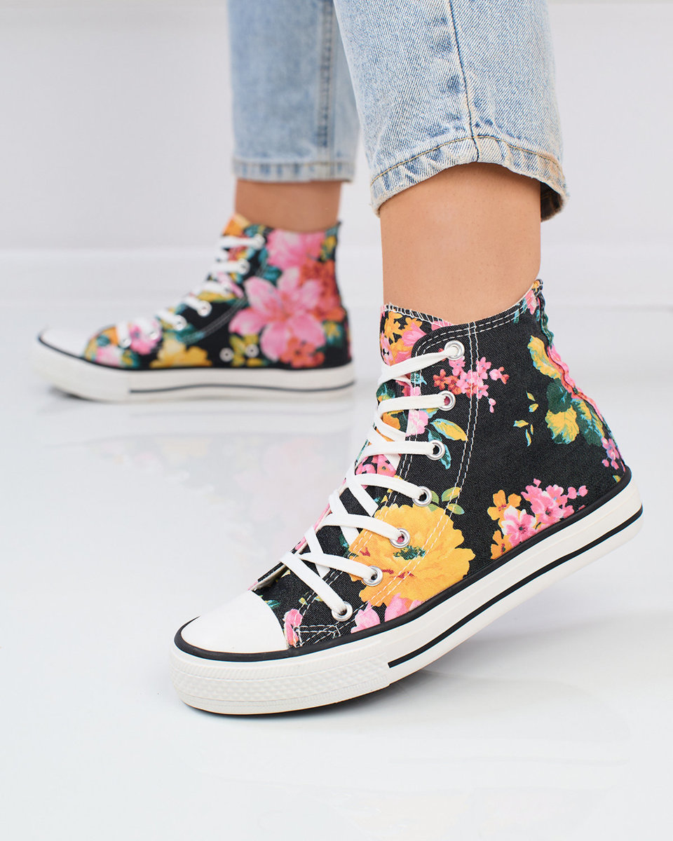 Royalfashion Women's high graphite sneakers with Fahenna colorful floral print