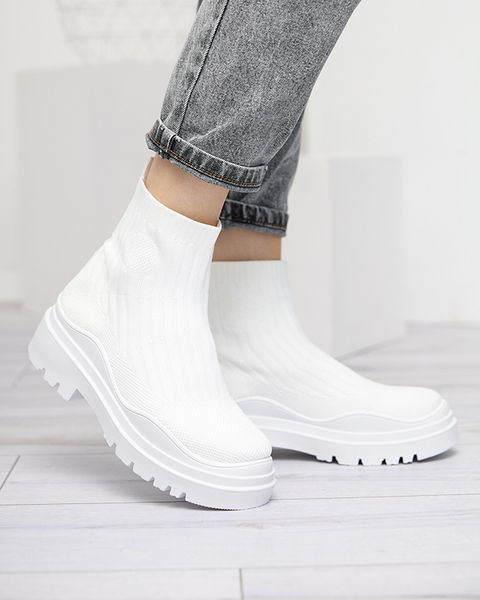 Sports white women's boots with flat heels Yorika - Footwear