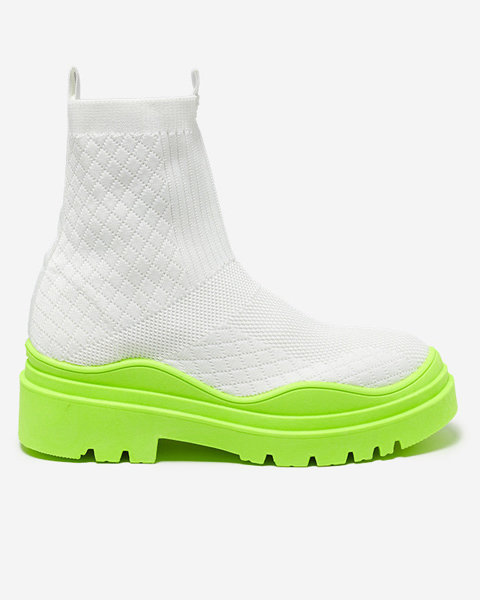 White-green women's flat-heeled boots Seritis - Footwear