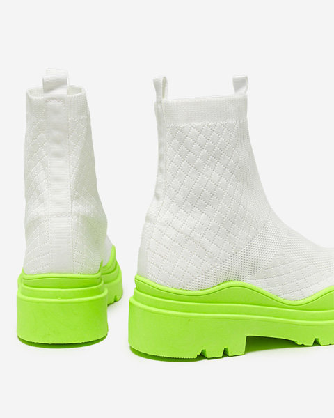 White-green women's flat-heeled boots Seritis - Footwear