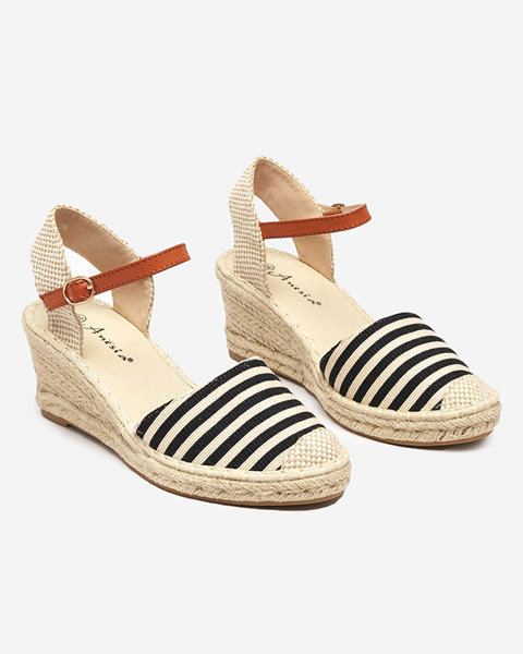 Women's black espadrilles with stripes on the Mecera wedge - shoes