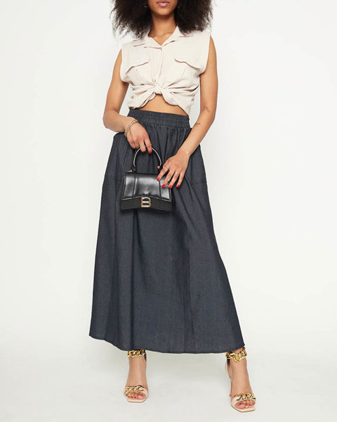 Women's black long skirt with pockets - Clothing