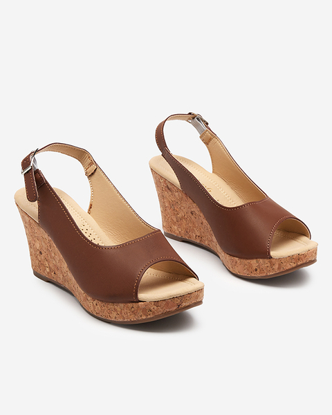 Women's camel wedge sandals Erona - Shoes