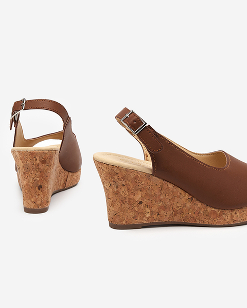 Women's camel wedge sandals Erona - Shoes