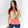 Women's coral printed T-shirt - Clothing