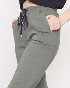 Women's fabric pants in green- Clothing