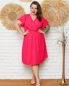 Women's fuchsia dress with a cut-off waist PLUS SIZE - Clothing