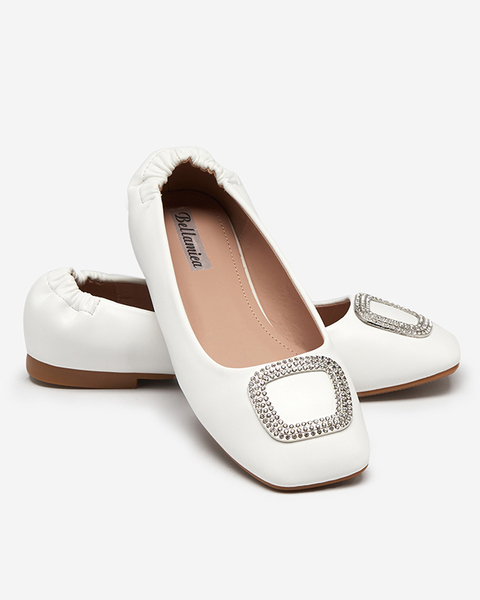 Women's white moccasins with zircons Gievori - Shoes