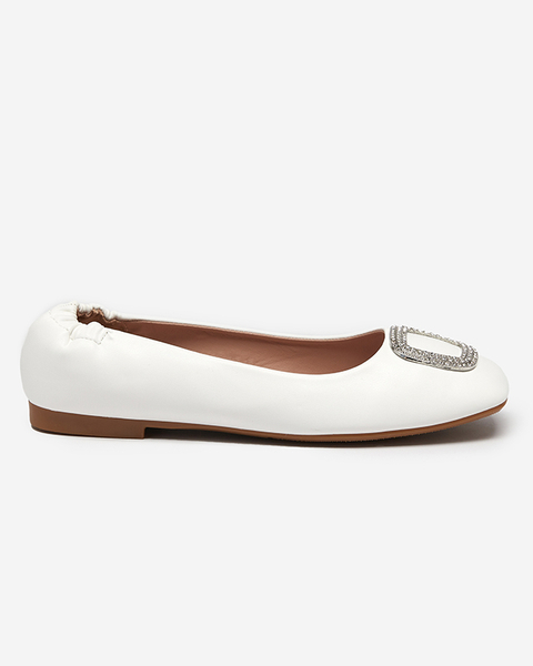 Women's white moccasins with zircons Gievori - Shoes