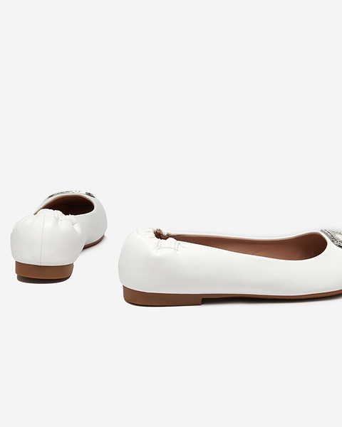 Women's white moccasins with zircons Gievori - Shoes