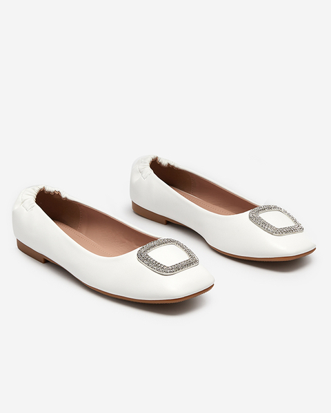 Women's white moccasins with zircons Gievori - Shoes