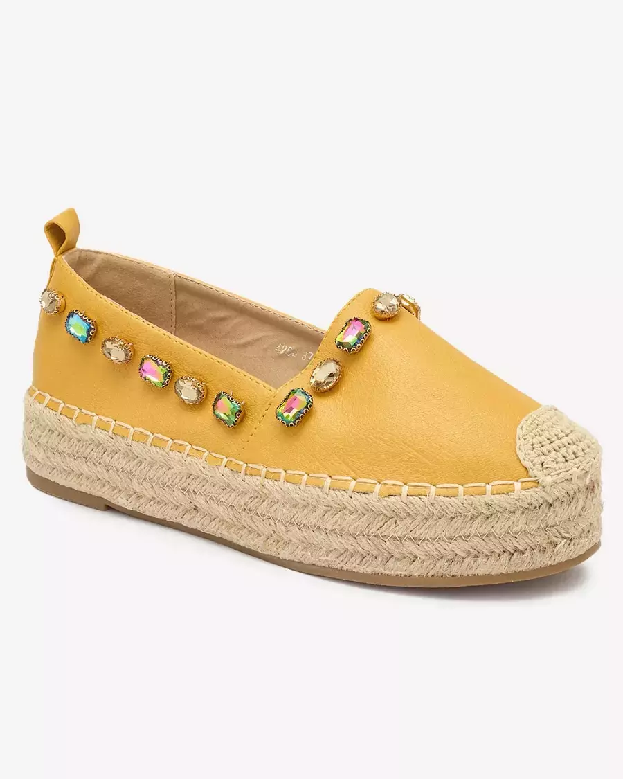 Women's yellow espadrilles with crystals Ziennie - Footwear