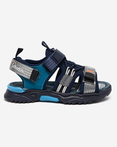 Navy blue children's sandals with Velcro Meteris - Footwear