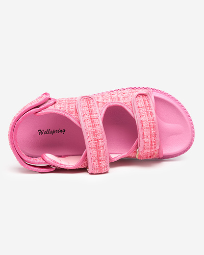 Dark pink women's fabric sandals Desotty - Footwear