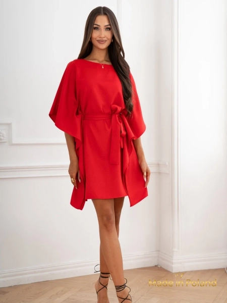 Elegant Red A-dress Athena wit Lang Lengan