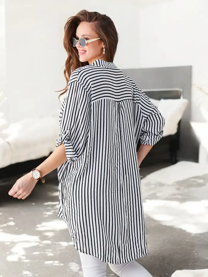 Royalfashion Women's long striped viscose shirt