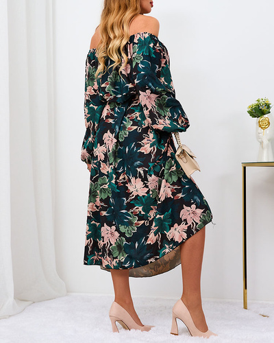 Royalfashion Black and green floral maxi dress for women