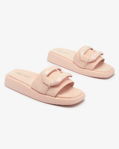 Pink women's flip-flops in eco-suede Omve - Footwear