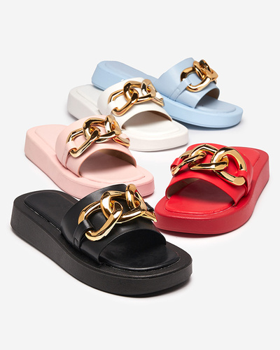 Women's pink slippers with a gold chain Reteris - Footwear