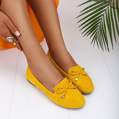 Yellow women's moccasins with a bow Gasioa - Shoes