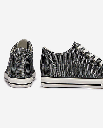 Black women's sneakers on a hidden anchor with shiny thread Seggat- Footwear